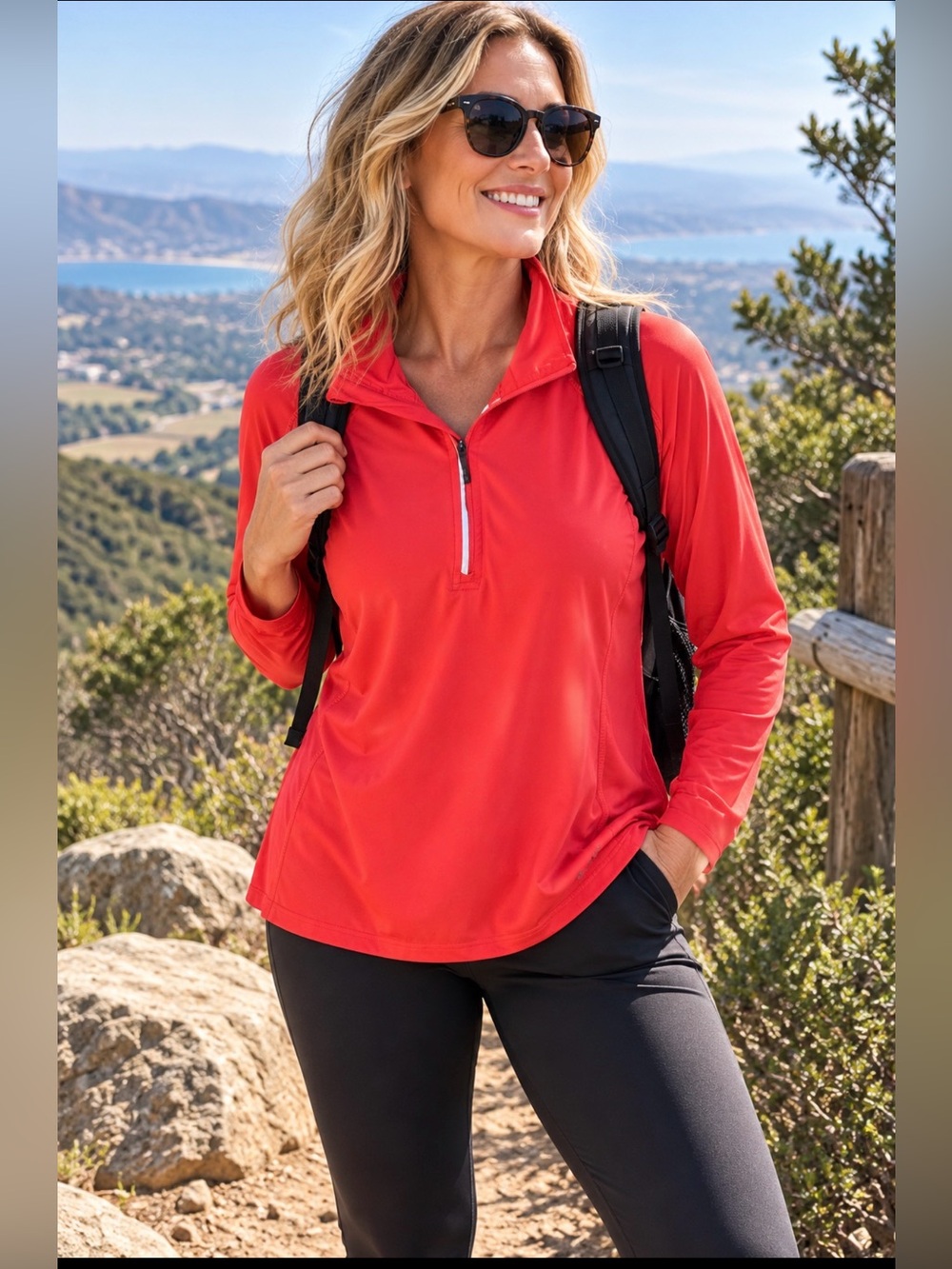 Champion Duodry Women’s XXL Coral Red 1/4 Zip Long Sleeve Athletic Pullover